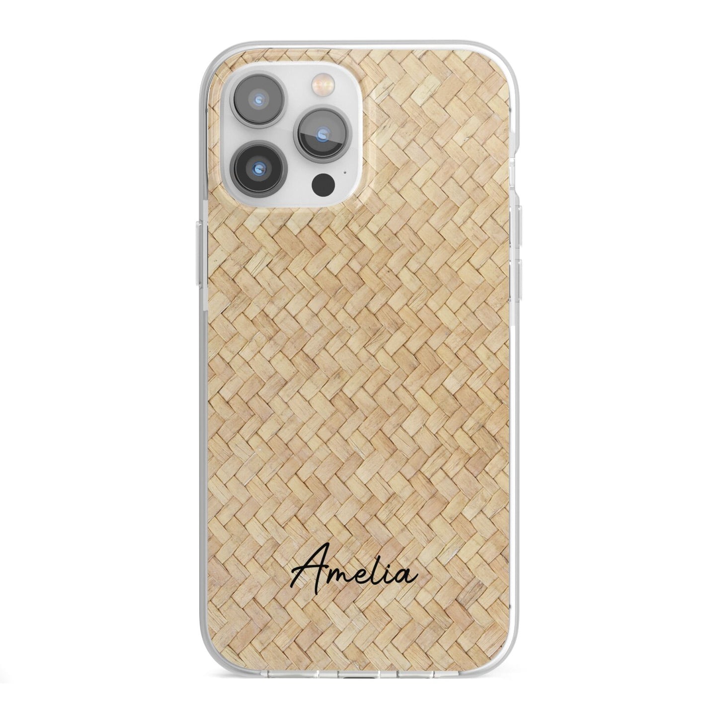 Custom Rattan Pattern iPhone 13 Pro Max TPU Impact Case with White Edges