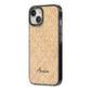 Custom Rattan Pattern iPhone 14 Black Impact Case Side Angle on Silver phone