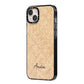 Custom Rattan Pattern iPhone 14 Plus Black Impact Case Side Angle on Silver phone