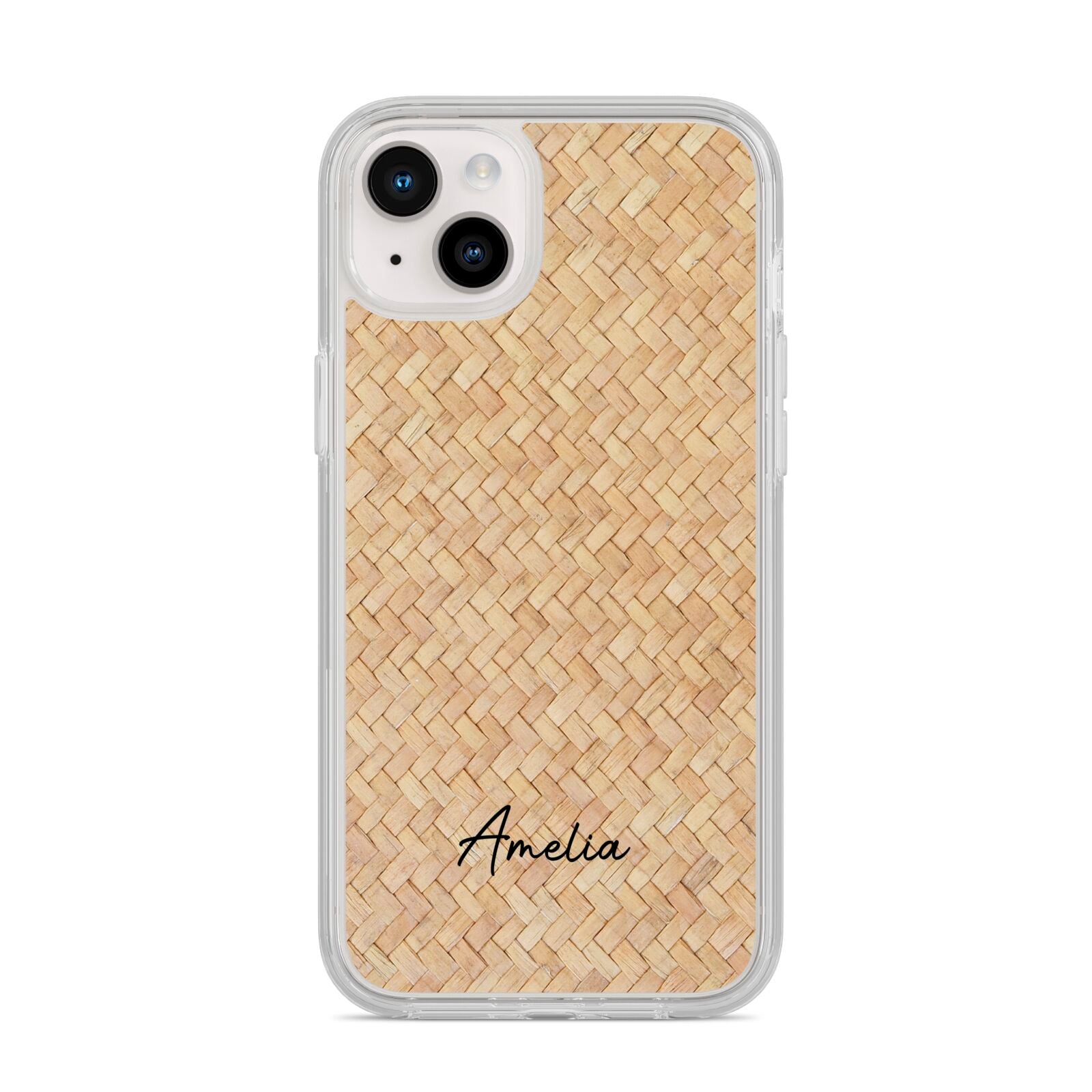 Custom Rattan Pattern iPhone 14 Plus Clear Tough Case Starlight