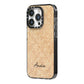 Custom Rattan Pattern iPhone 14 Pro Black Impact Case Side Angle on Silver phone