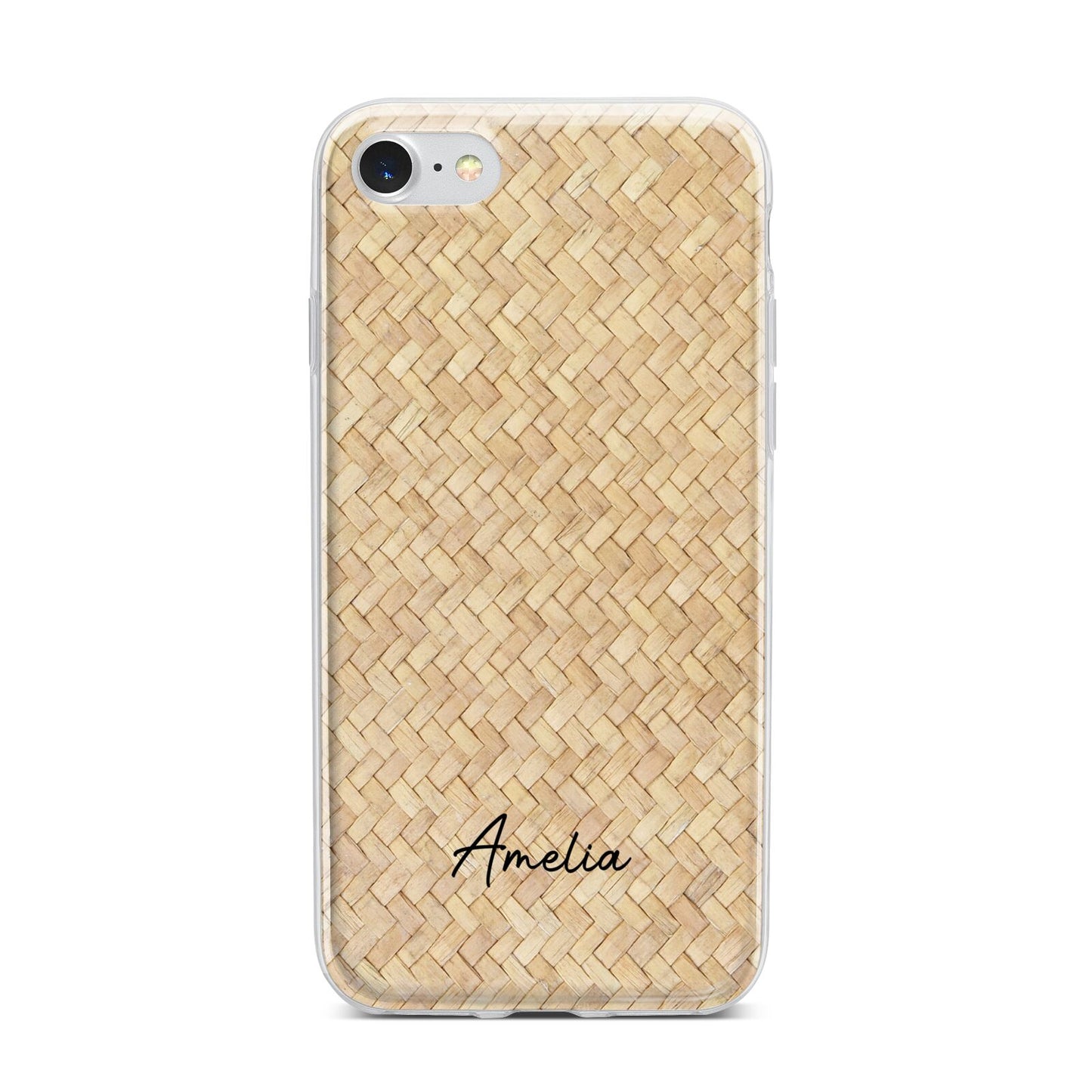 Custom Rattan Pattern iPhone 7 Bumper Case on Silver iPhone