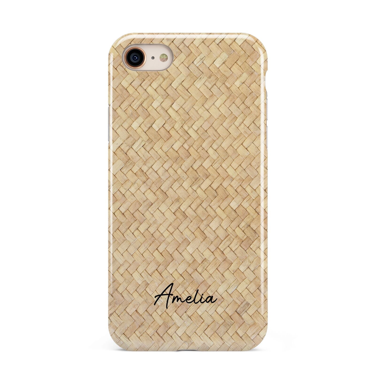 Custom Rattan Pattern iPhone 8 3D Tough Case on Gold Phone