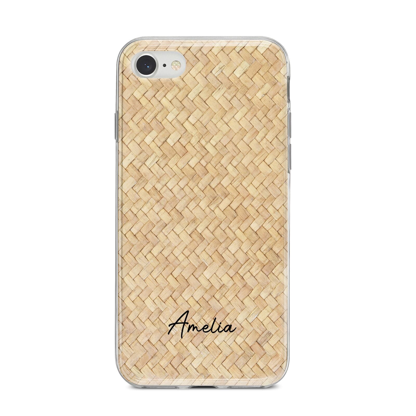 Custom Rattan Pattern iPhone 8 Bumper Case on Silver iPhone