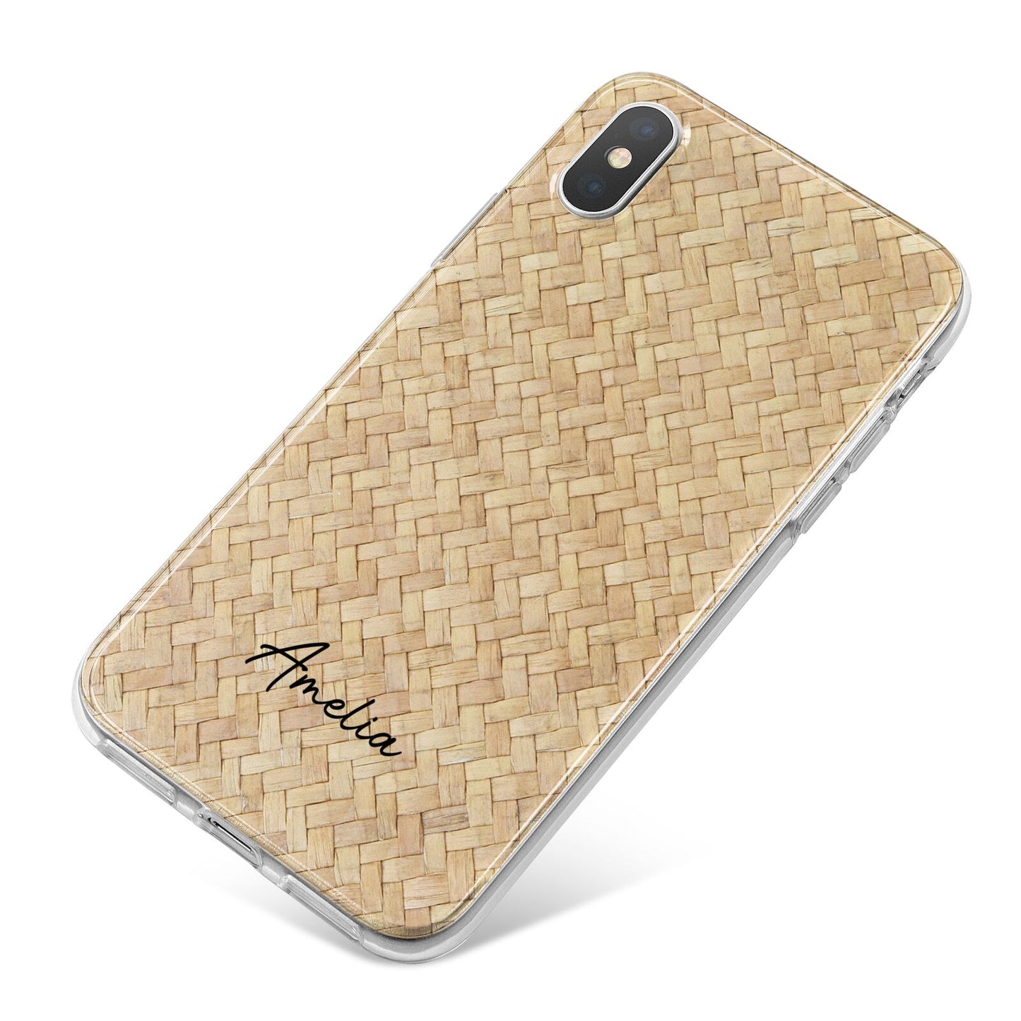 Custom Rattan Pattern iPhone X Bumper Case on Silver iPhone