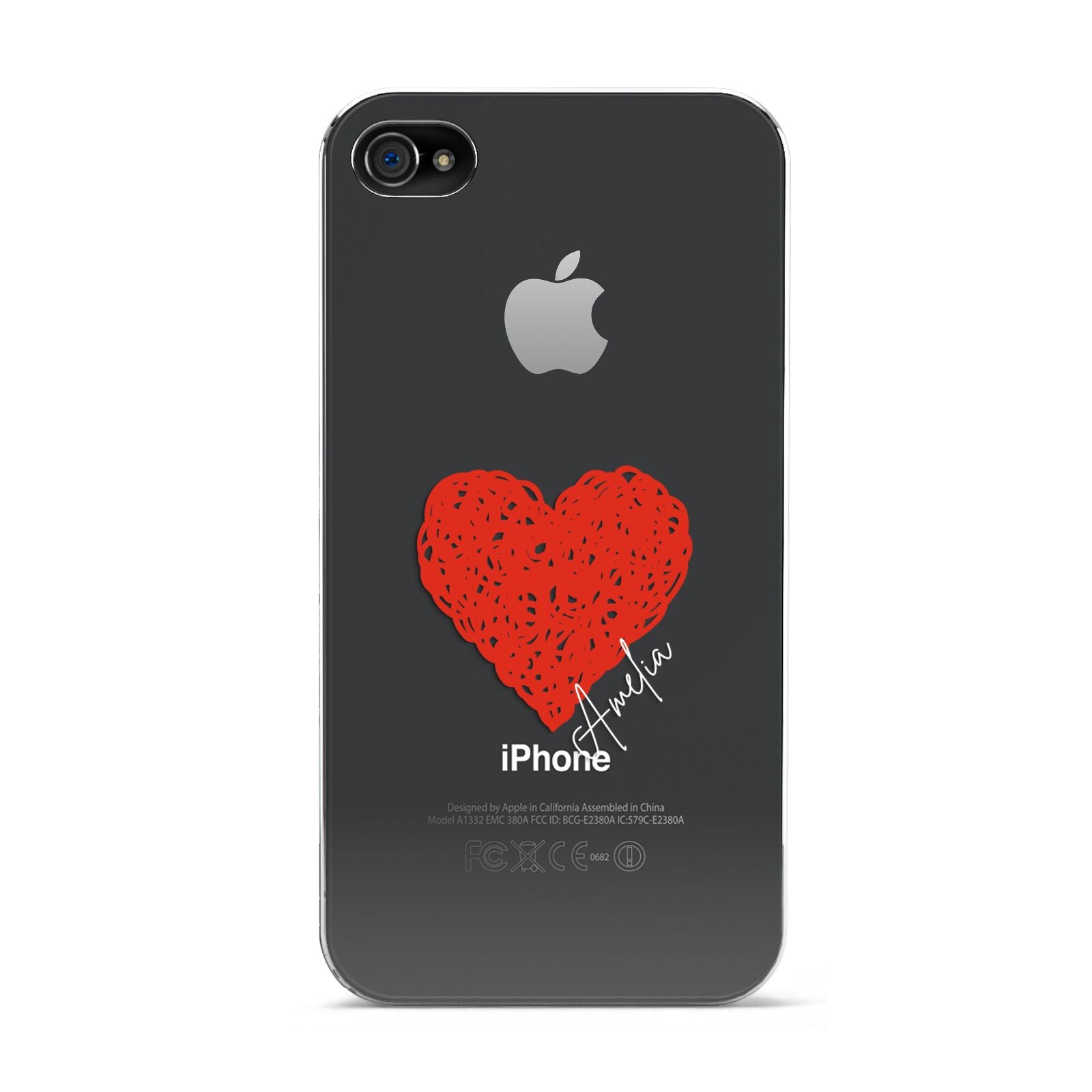 Custom Red Heart Apple iPhone 4s Case