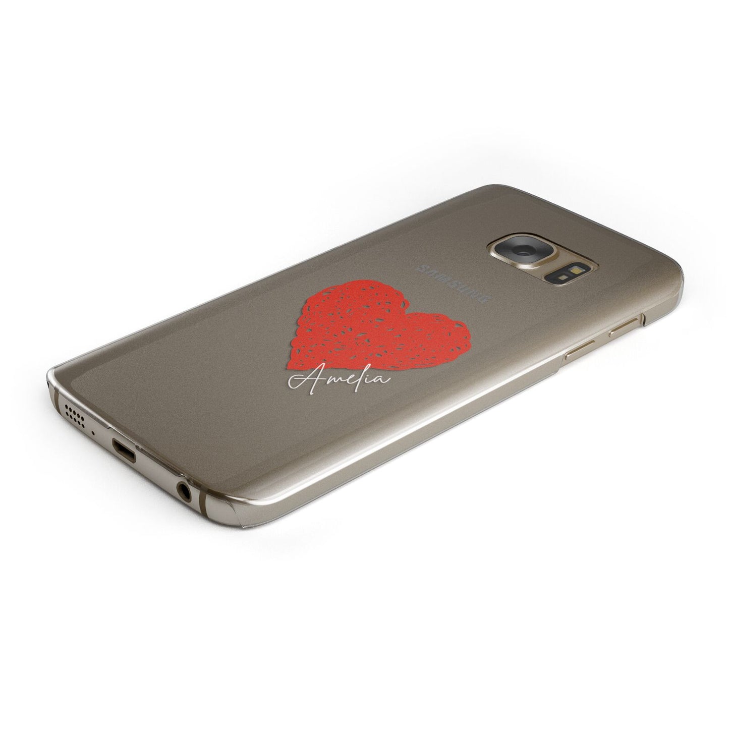 Custom Red Heart Protective Samsung Galaxy Case Angled Image