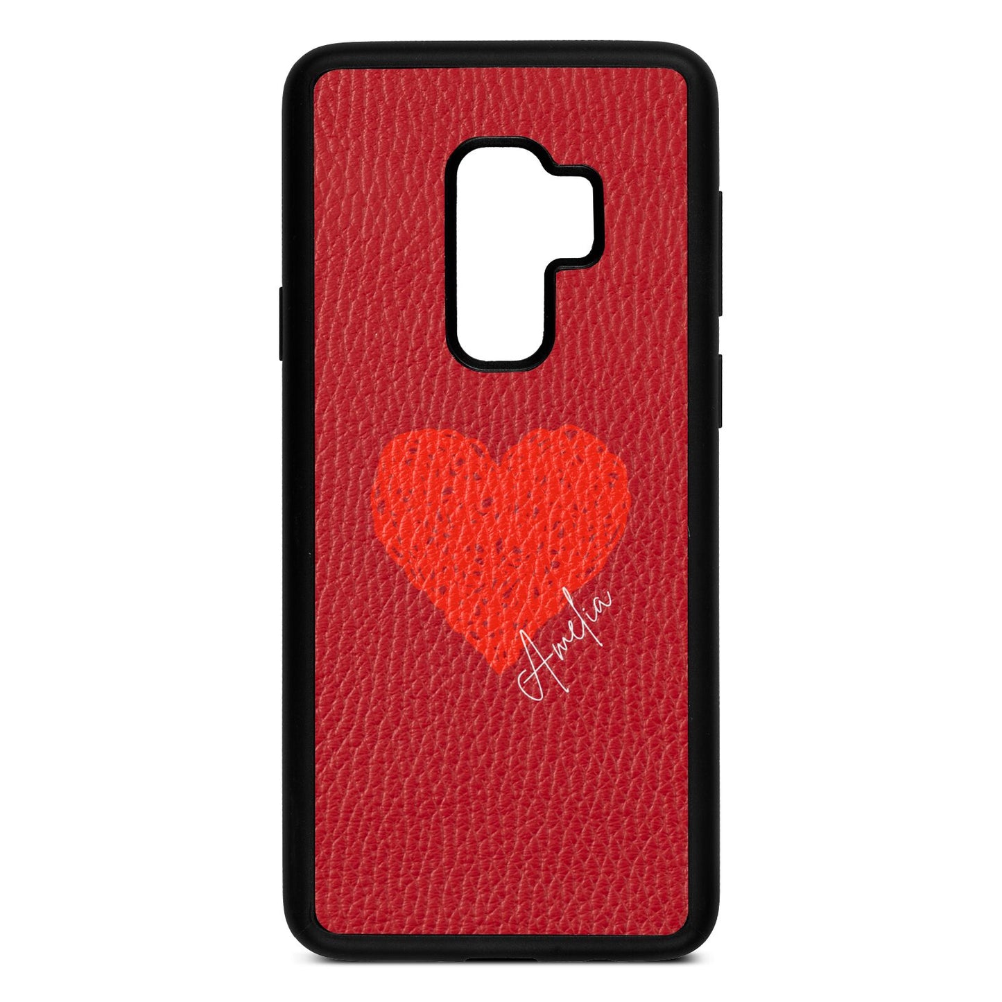 Custom Red Heart Red Pebble Leather Samsung S9 Plus Case