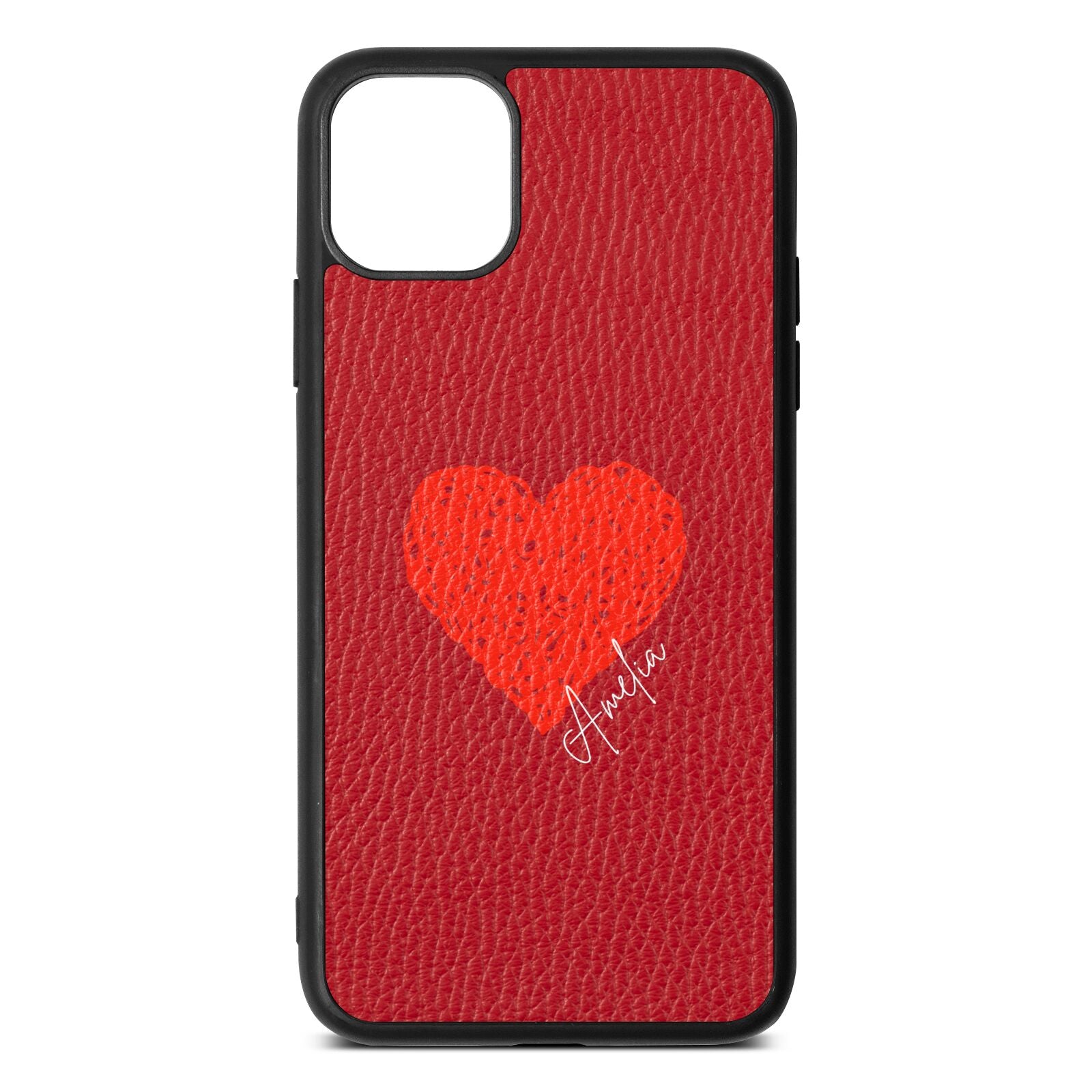 Custom Red Heart Red Pebble Leather iPhone 11 Pro Max Case