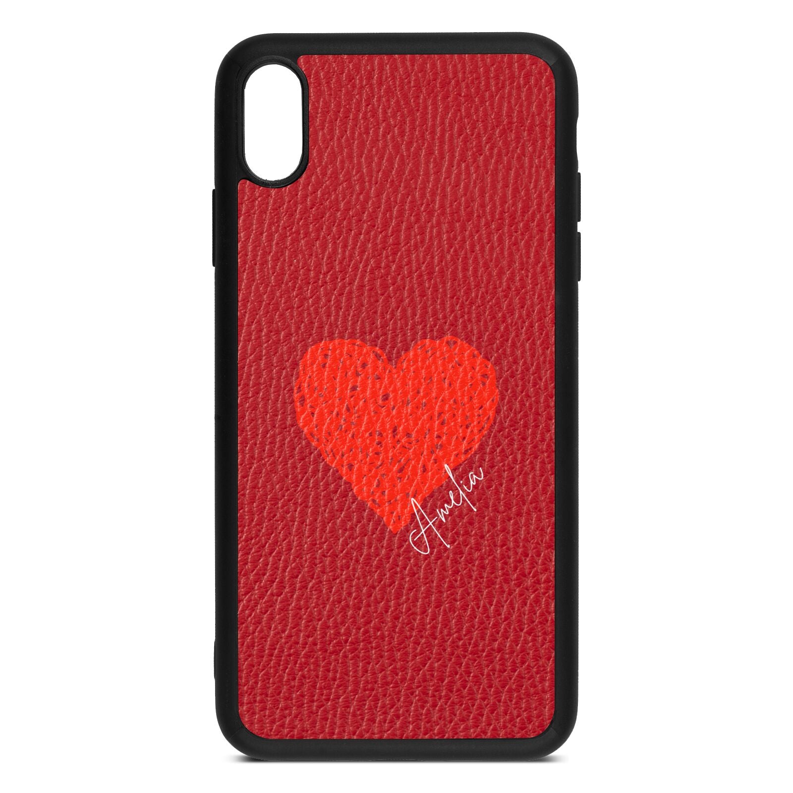 Custom Red Heart Red Pebble Leather iPhone Xs Max Case