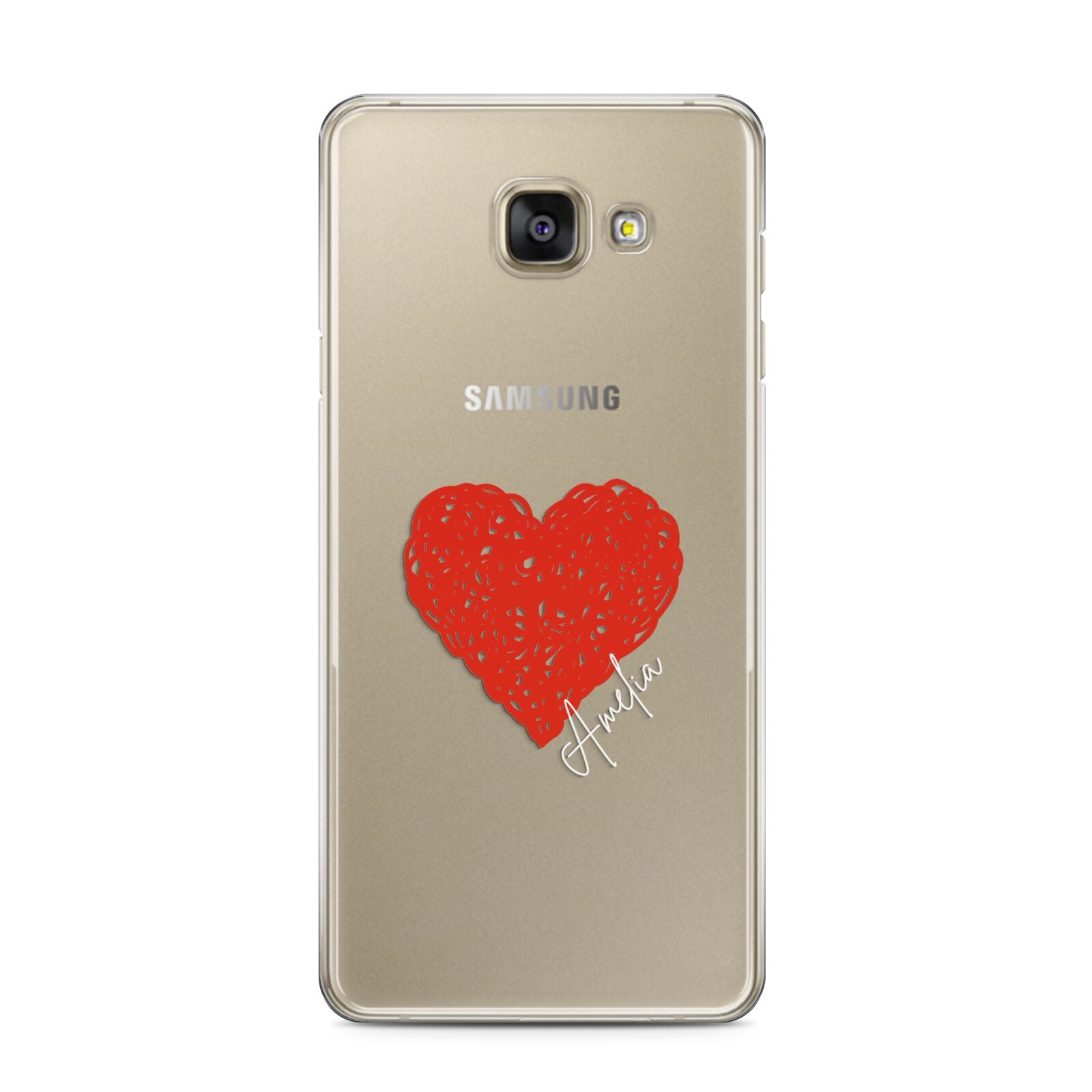 Custom Red Heart Samsung Galaxy A3 2016 Case on gold phone