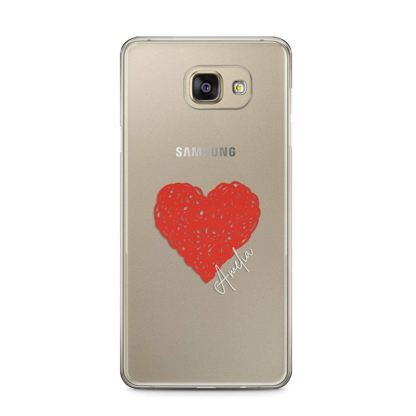 Custom Red Heart Samsung Galaxy A5 2016 Case on gold phone