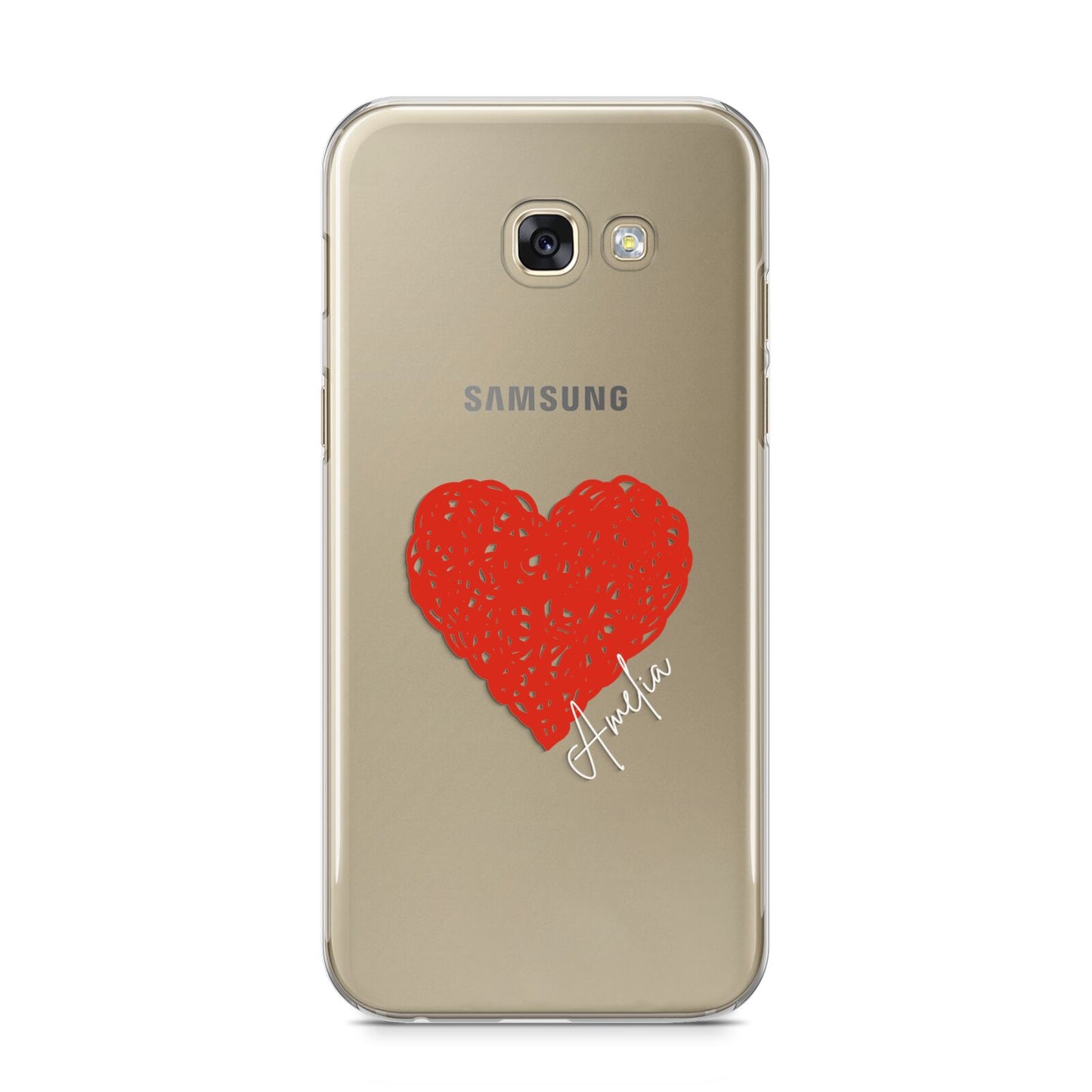 Custom Red Heart Samsung Galaxy A5 2017 Case on gold phone