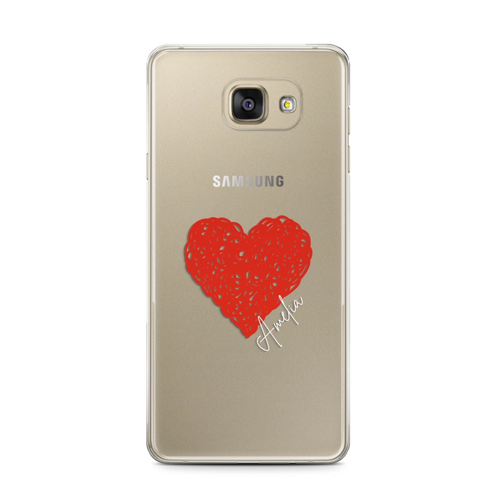 Custom Red Heart Samsung Galaxy A7 2016 Case on gold phone