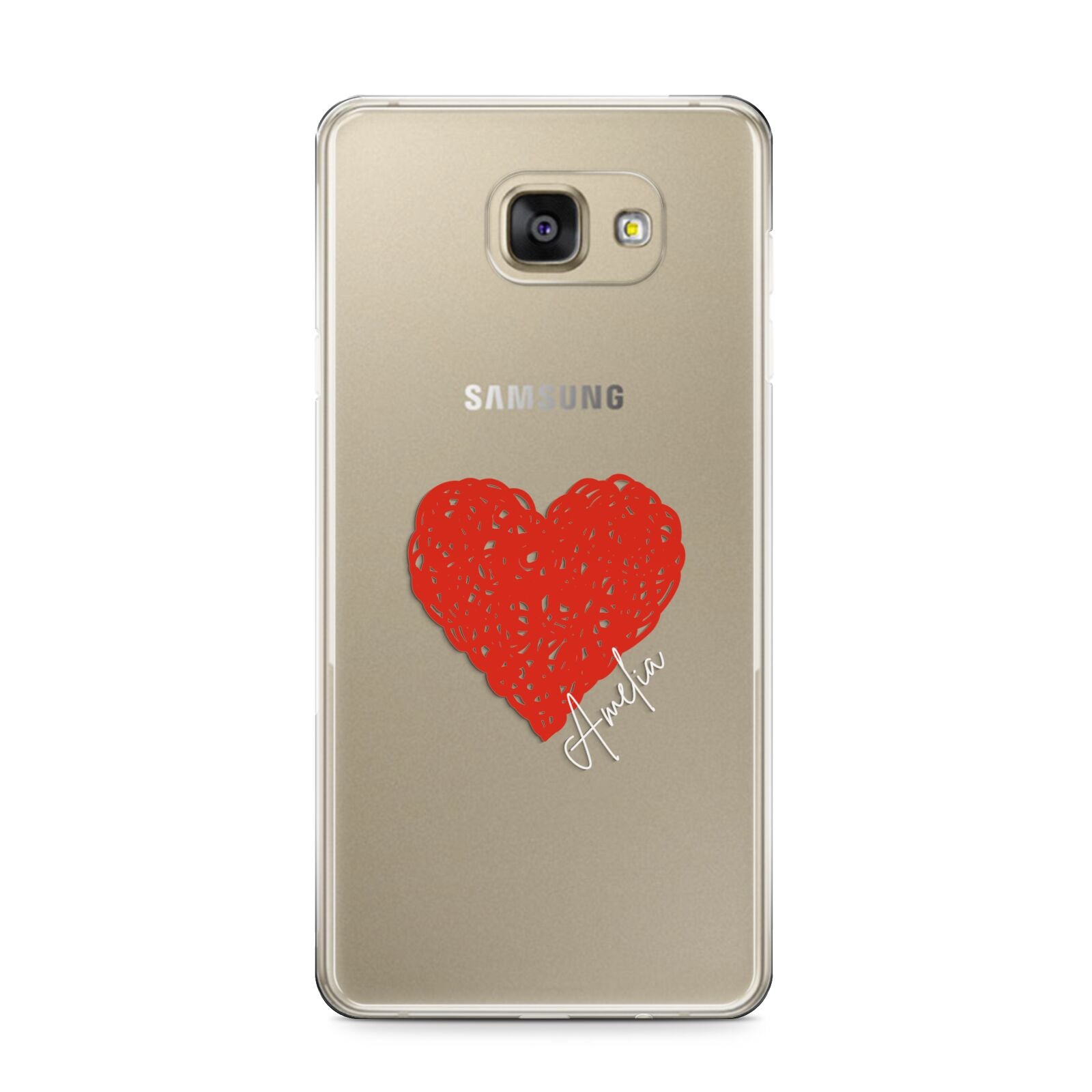 Custom Red Heart Samsung Galaxy A9 2016 Case on gold phone