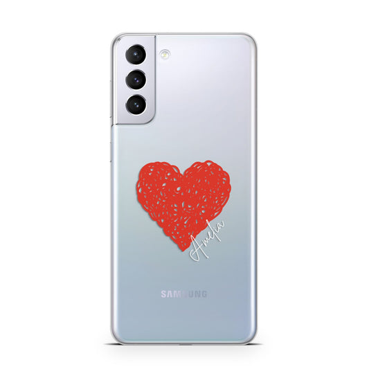 Custom Red Heart Samsung S21 Plus Phone Case