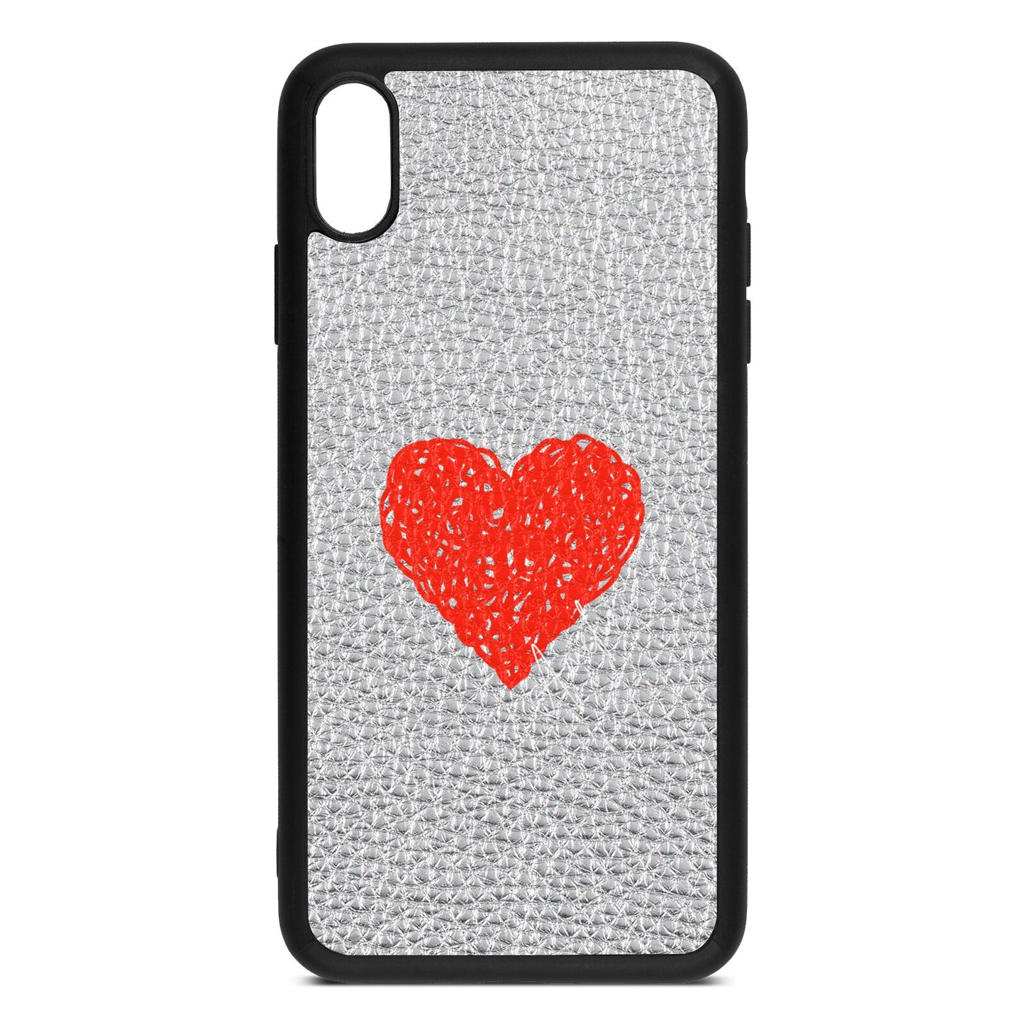 Custom Red Heart Silver Pebble Leather iPhone Xs Max Case