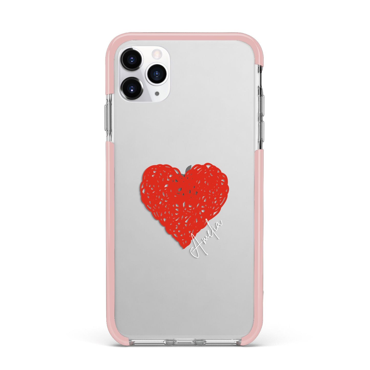 Custom Red Heart iPhone 11 Pro Max Impact Pink Edge Case