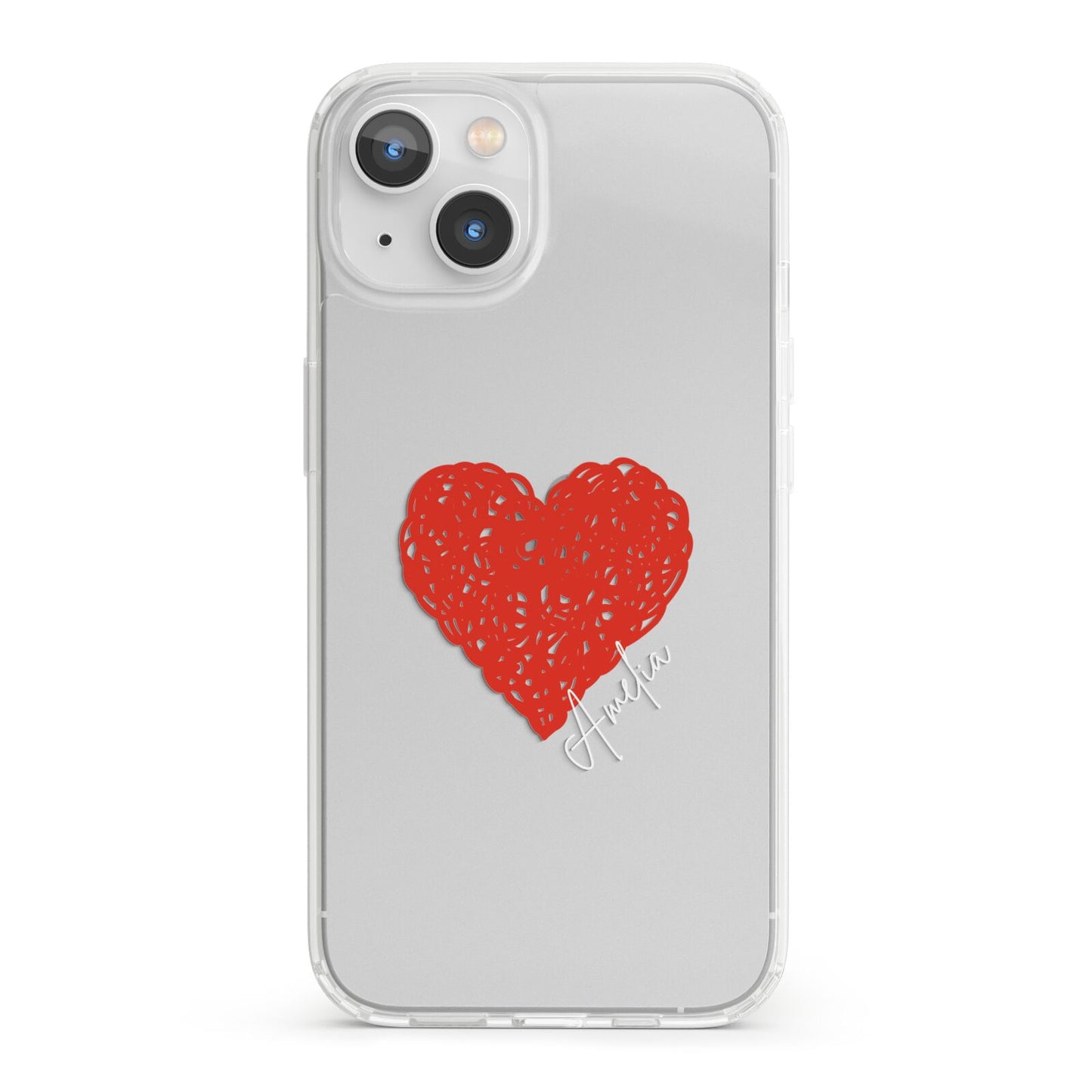 Custom Red Heart iPhone 13 Clear Bumper Case