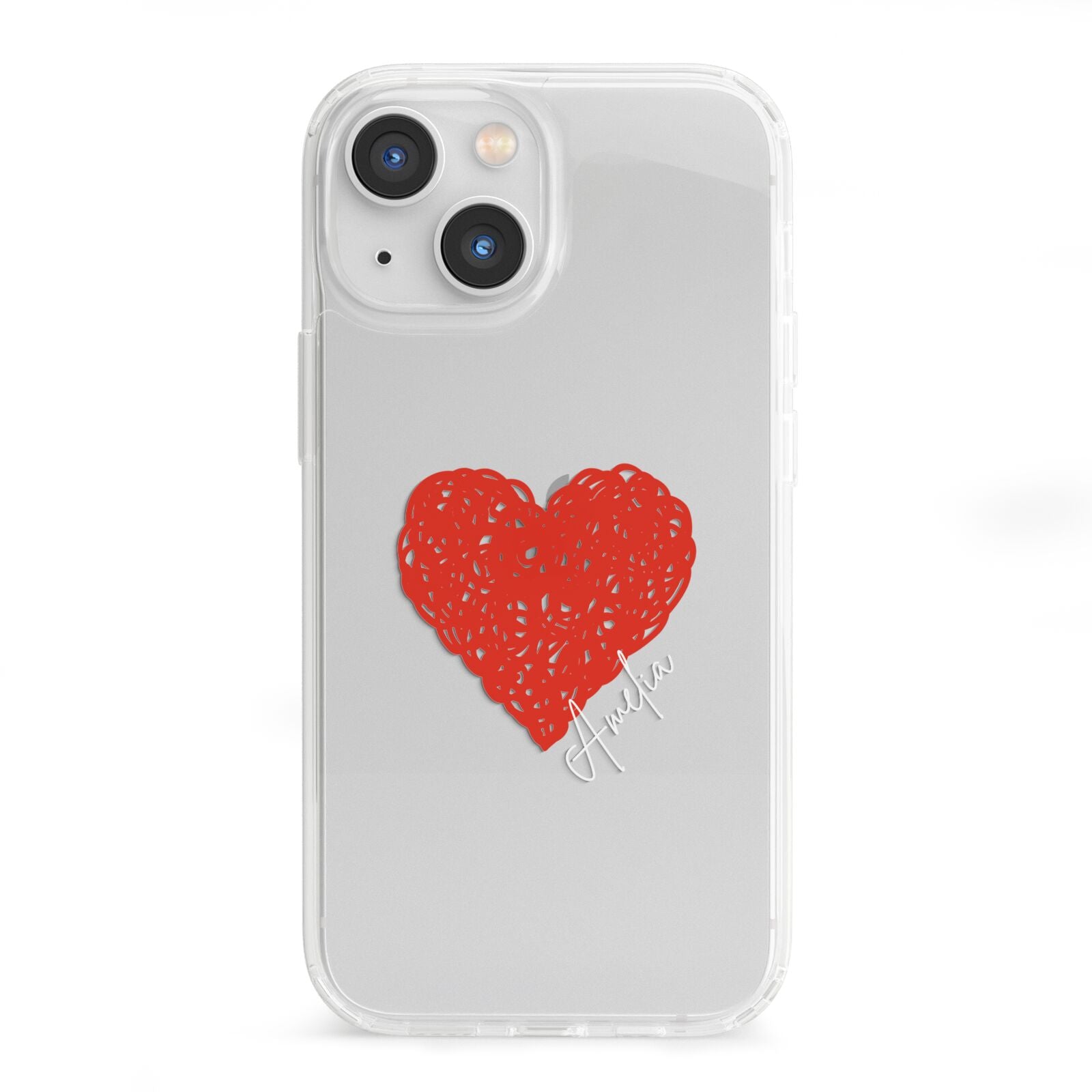 Custom Red Heart iPhone 13 Mini Clear Bumper Case