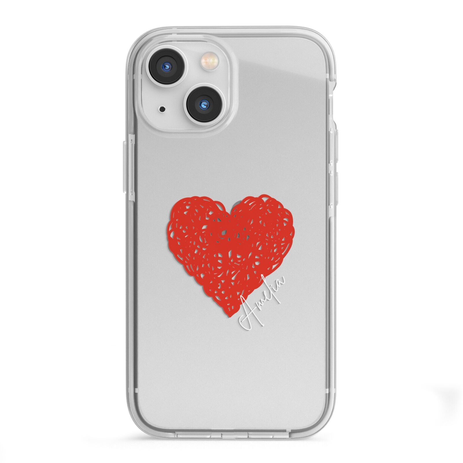 Custom Red Heart iPhone 13 Mini TPU Impact Case with White Edges