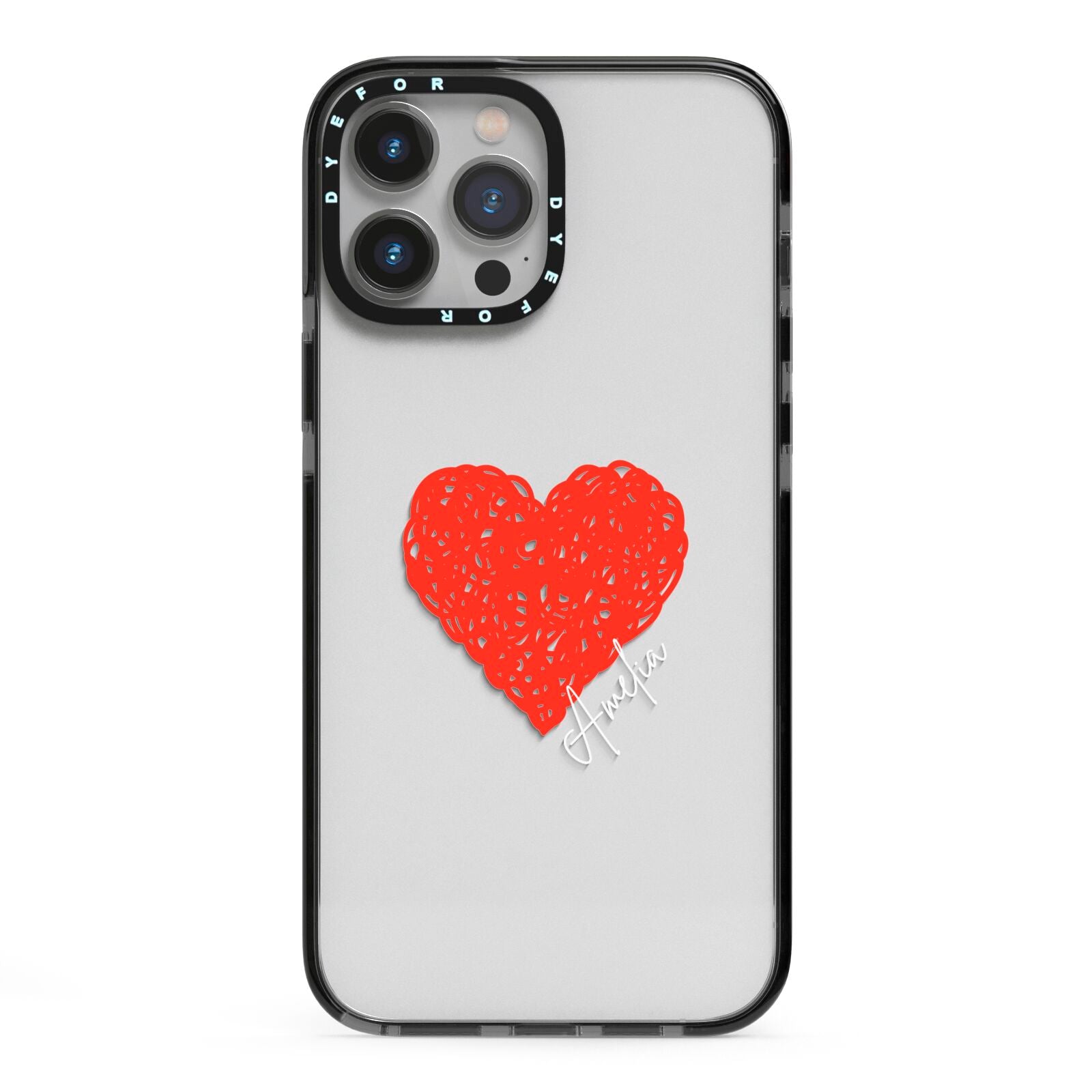 Custom Red Heart iPhone 13 Pro Max Black Impact Case on Silver phone