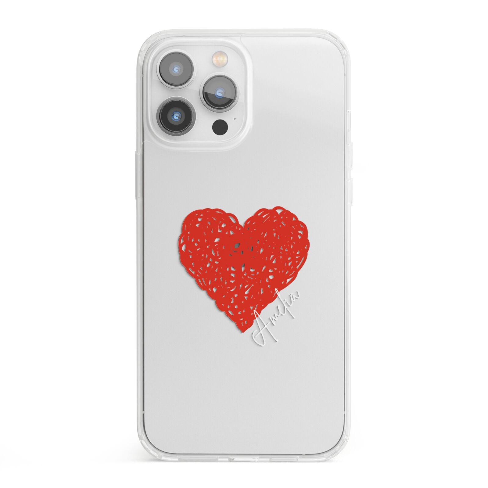 Custom Red Heart iPhone 13 Pro Max Clear Bumper Case