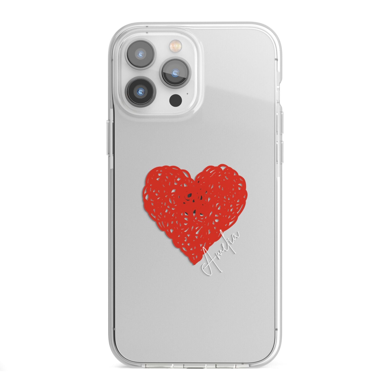 Custom Red Heart iPhone 13 Pro Max TPU Impact Case with White Edges