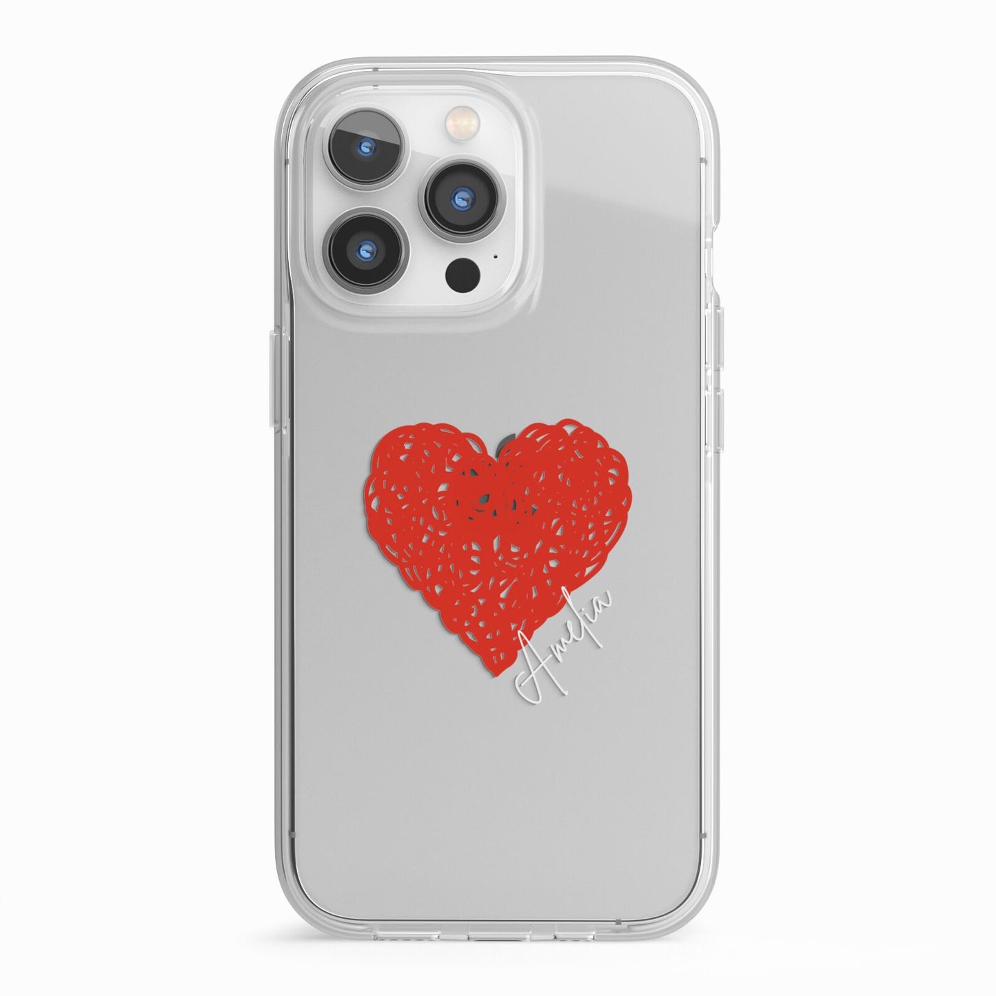 Custom Red Heart iPhone 13 Pro TPU Impact Case with White Edges