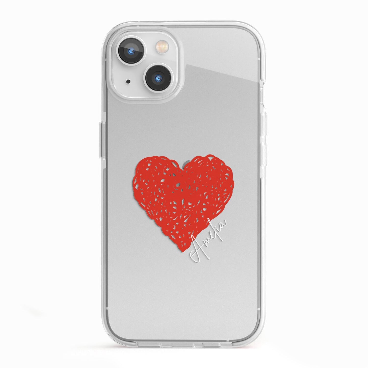 Custom Red Heart iPhone 13 TPU Impact Case with White Edges