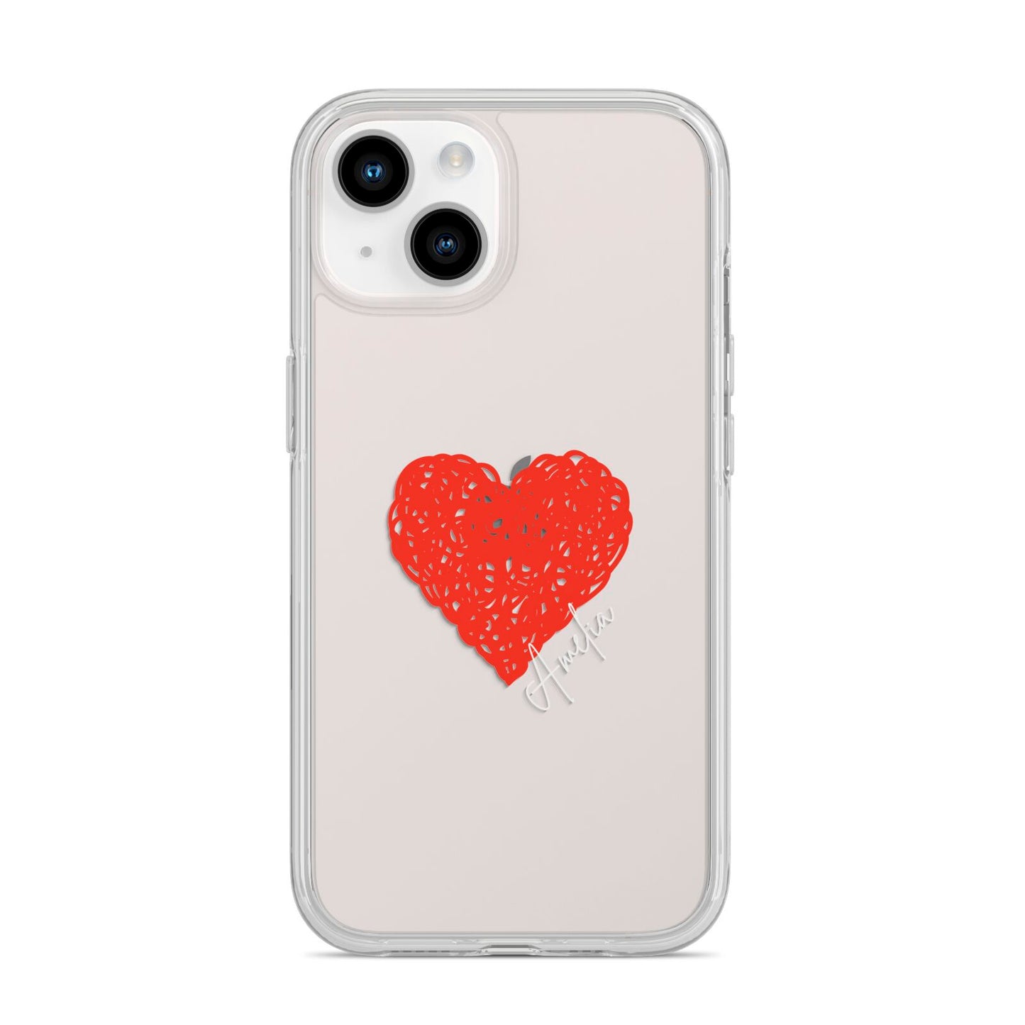 Custom Red Heart iPhone 14 Clear Tough Case Starlight