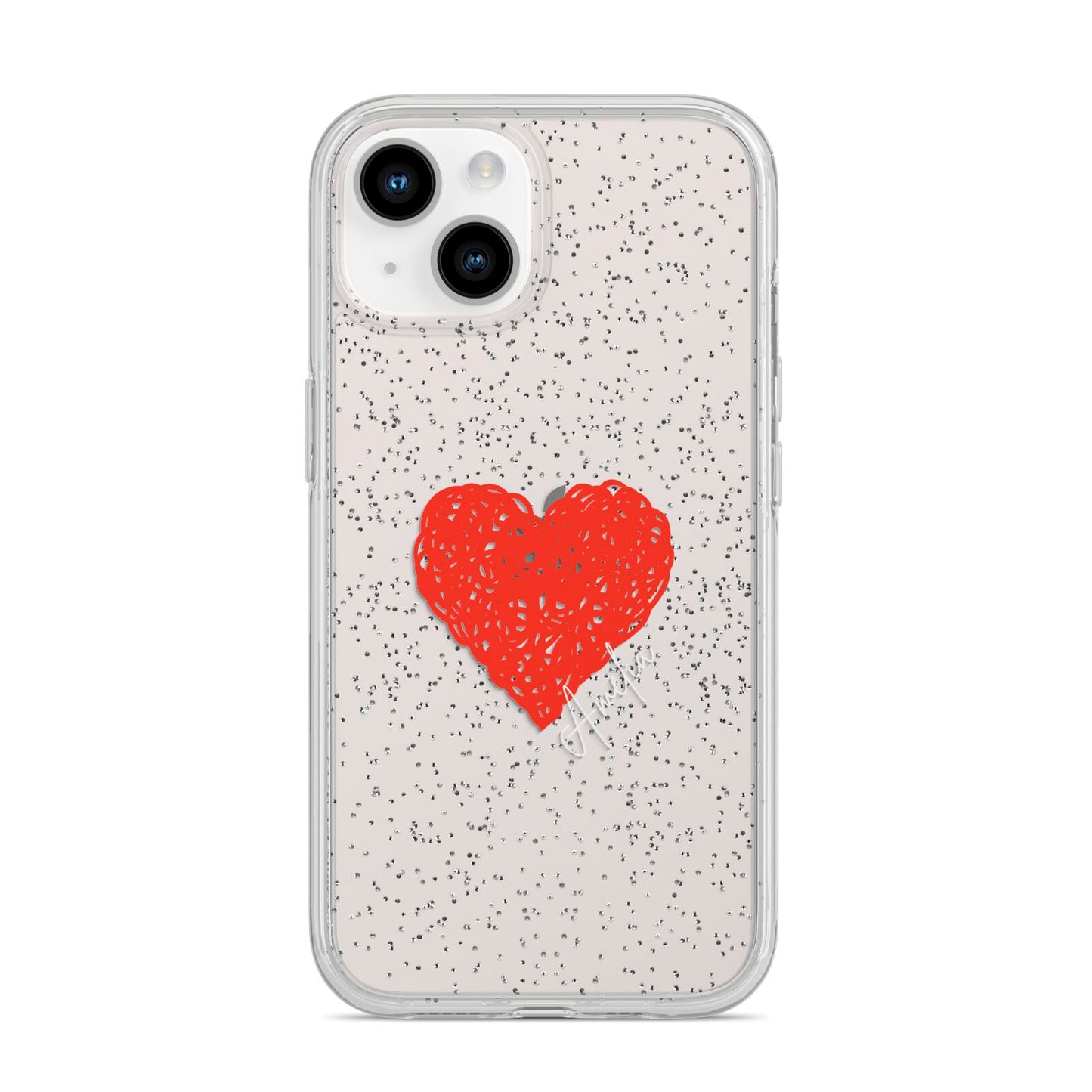 Custom Red Heart iPhone 14 Glitter Tough Case Starlight