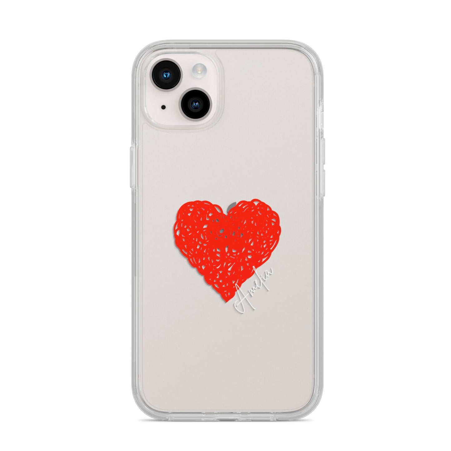 Custom Red Heart iPhone 14 Plus Clear Tough Case Starlight