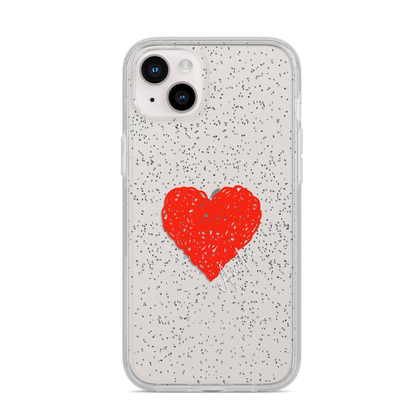 Custom Red Heart iPhone 14 Plus Glitter Tough Case Starlight