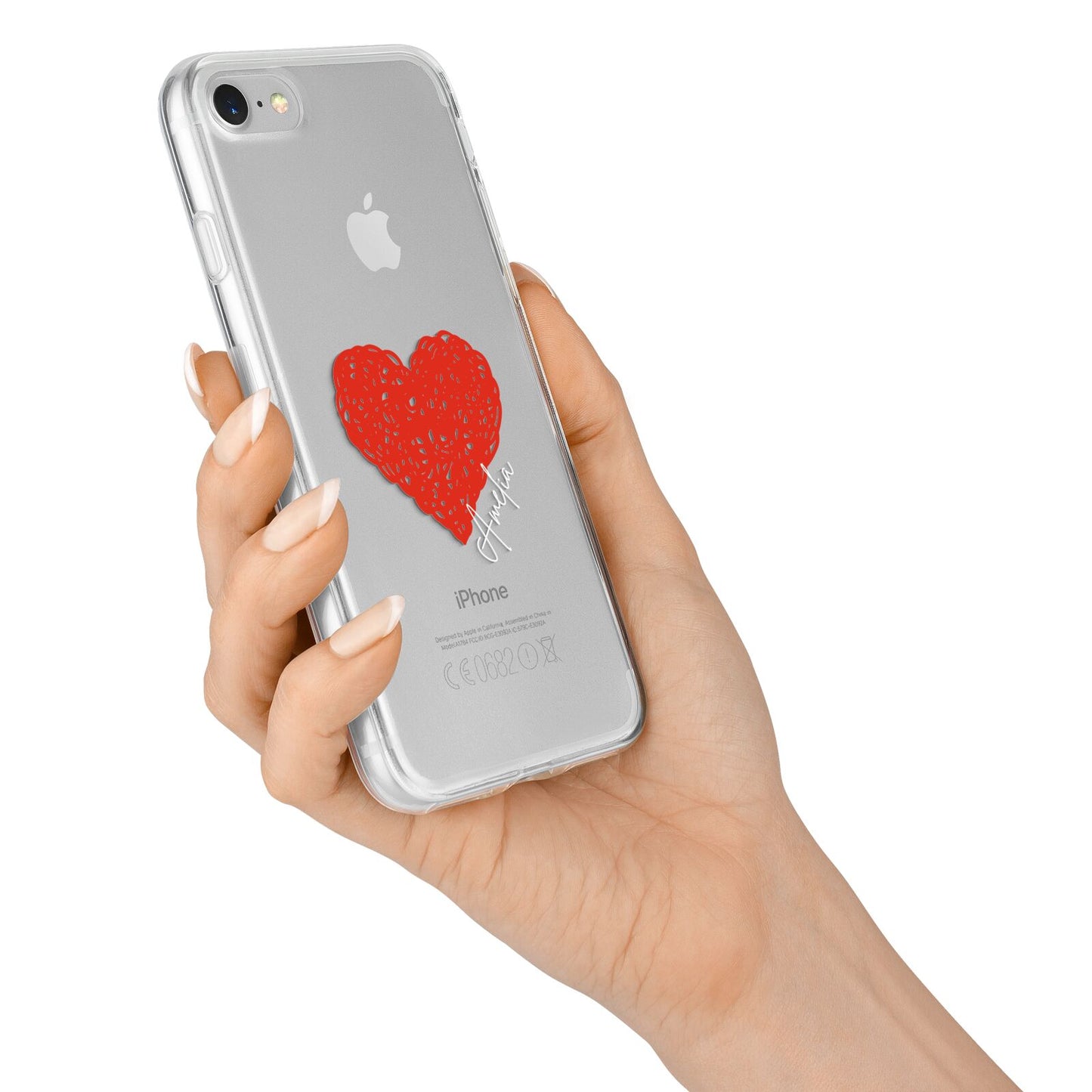 Custom Red Heart iPhone 7 Bumper Case on Silver iPhone Alternative Image