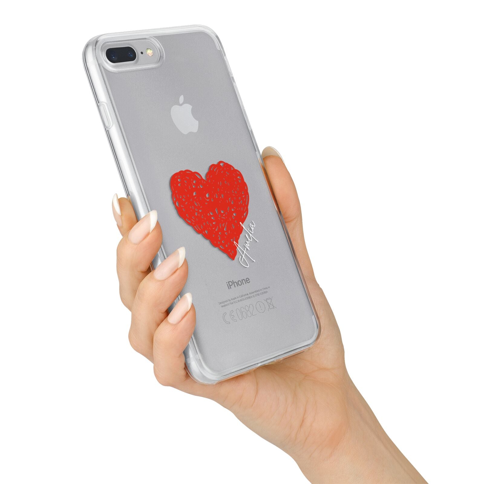 Custom Red Heart iPhone 7 Plus Bumper Case on Silver iPhone Alternative Image