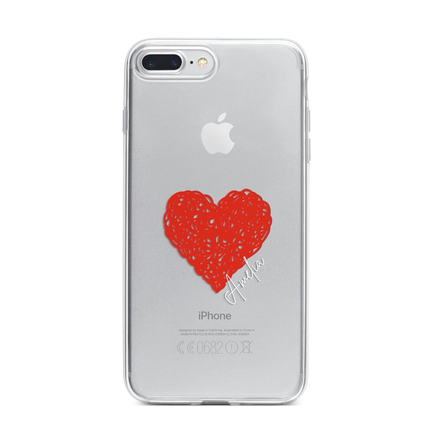 Custom Red Heart iPhone 7 Plus Bumper Case on Silver iPhone