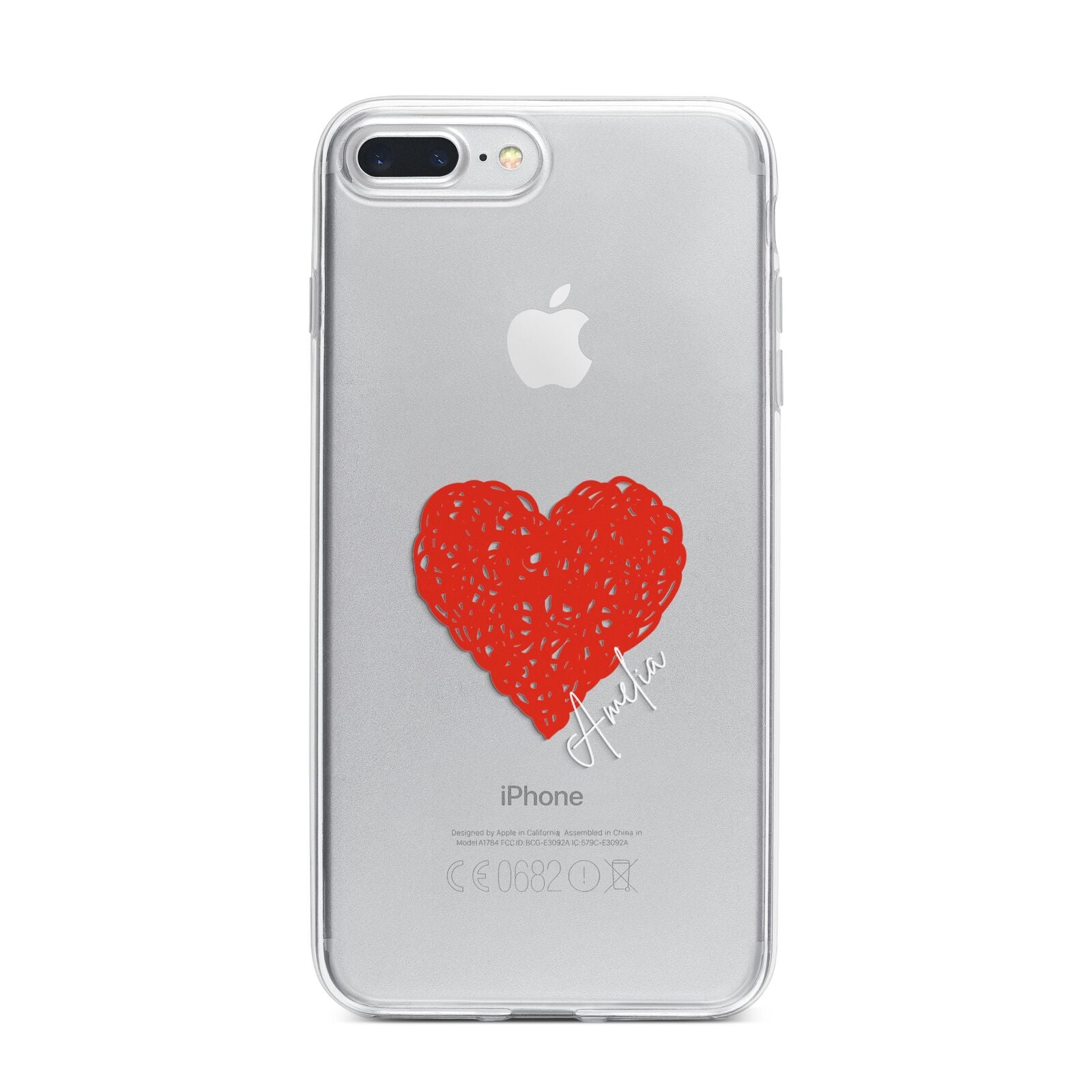 Custom Red Heart iPhone 7 Plus Bumper Case on Silver iPhone