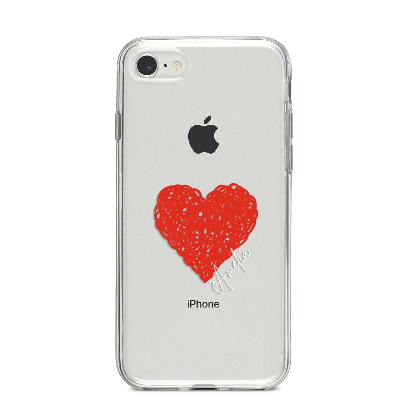 Custom Red Heart iPhone 8 Bumper Case on Silver iPhone