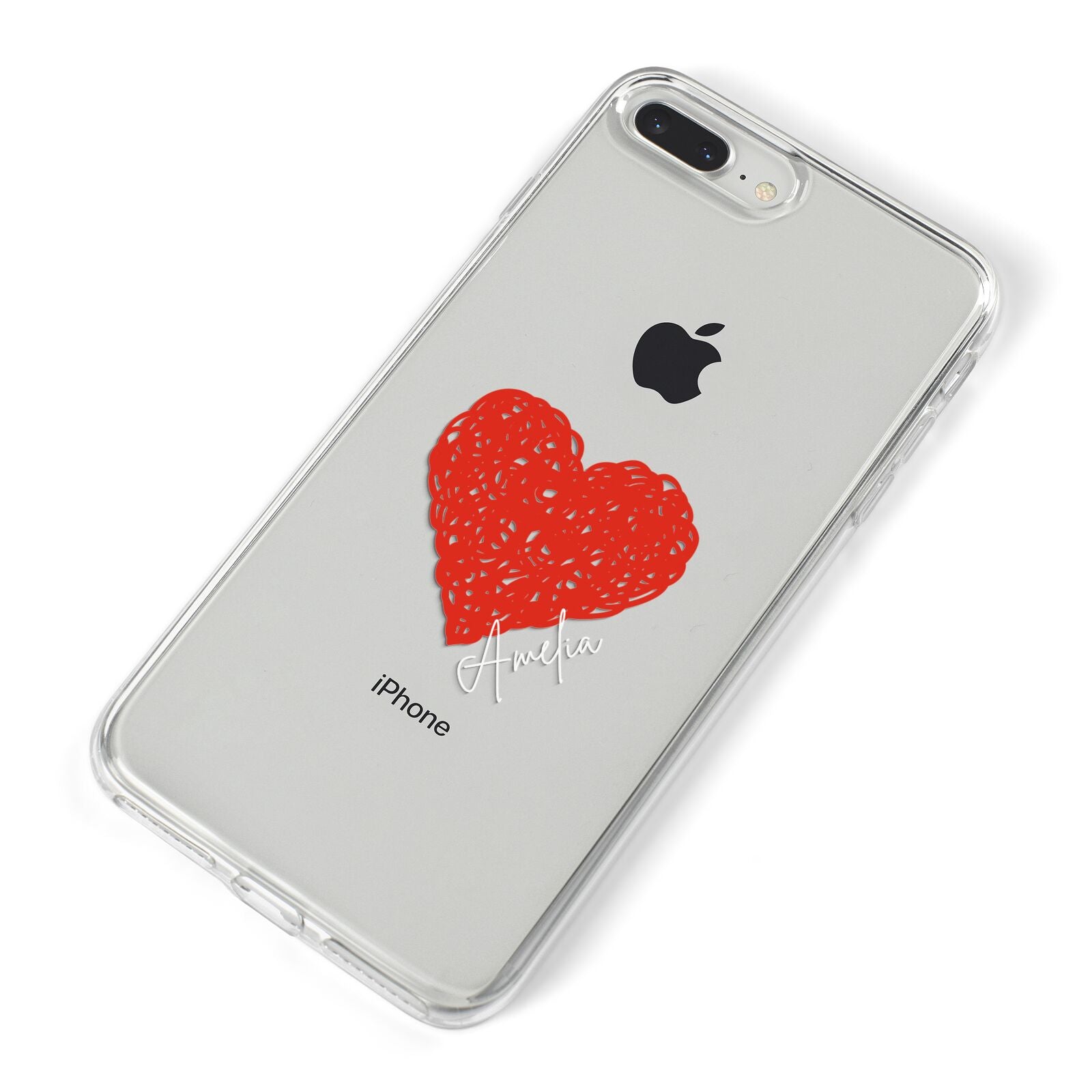 Custom Red Heart iPhone 8 Plus Bumper Case on Silver iPhone Alternative Image