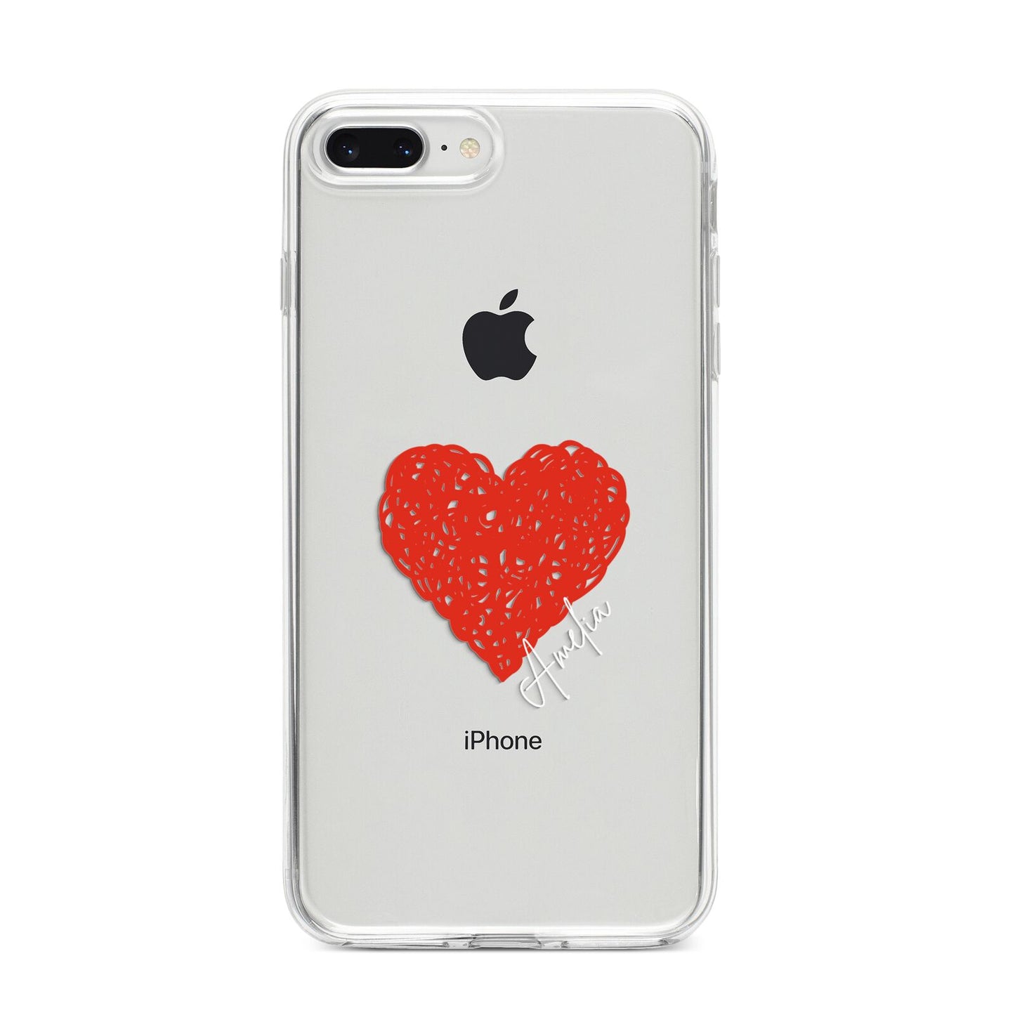 Custom Red Heart iPhone 8 Plus Bumper Case on Silver iPhone