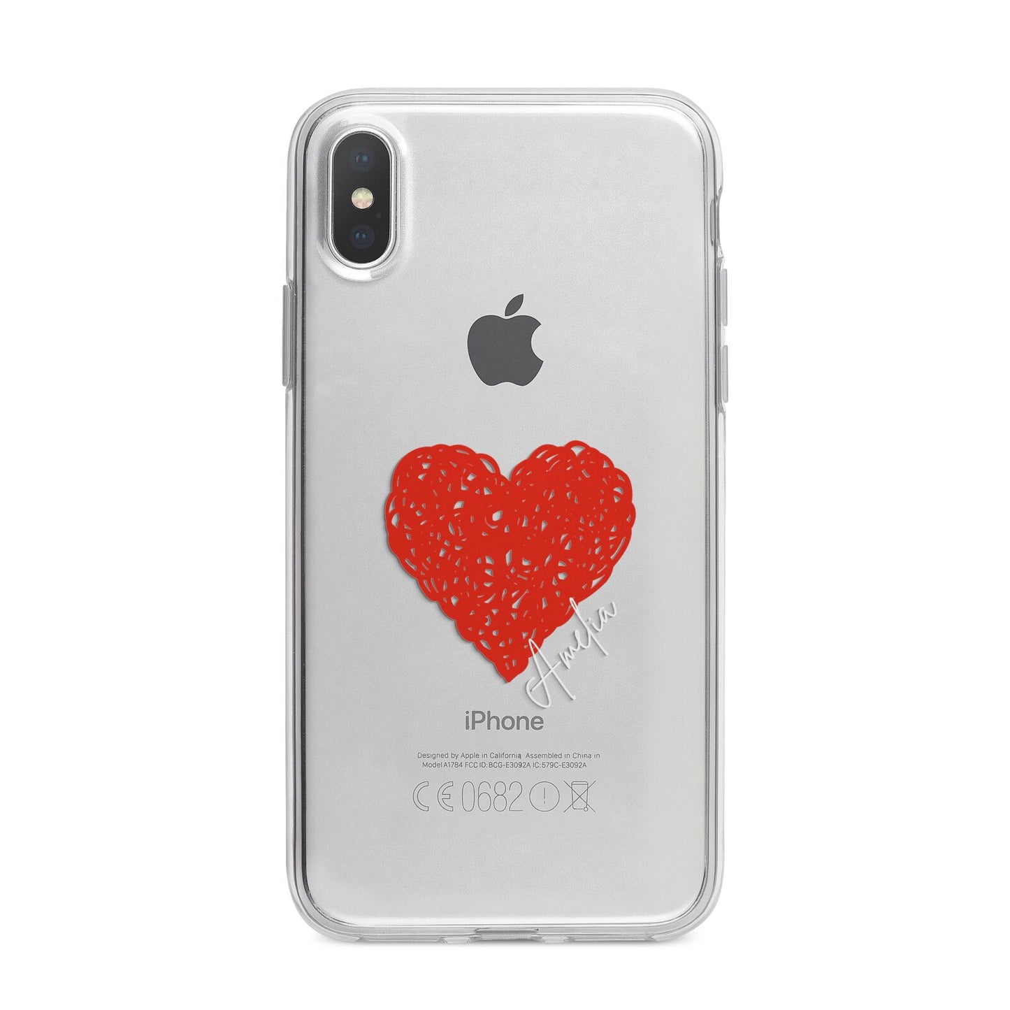 Custom Red Heart iPhone X Bumper Case on Silver iPhone Alternative Image 1