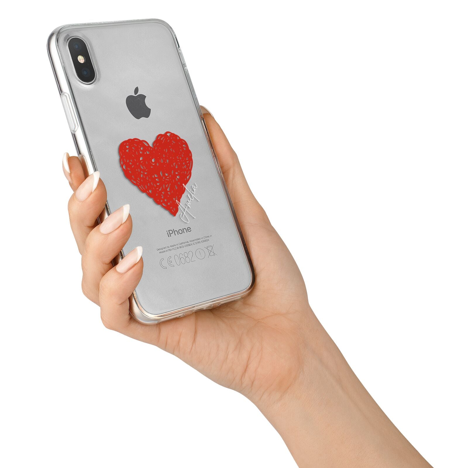 Custom Red Heart iPhone X Bumper Case on Silver iPhone Alternative Image 2