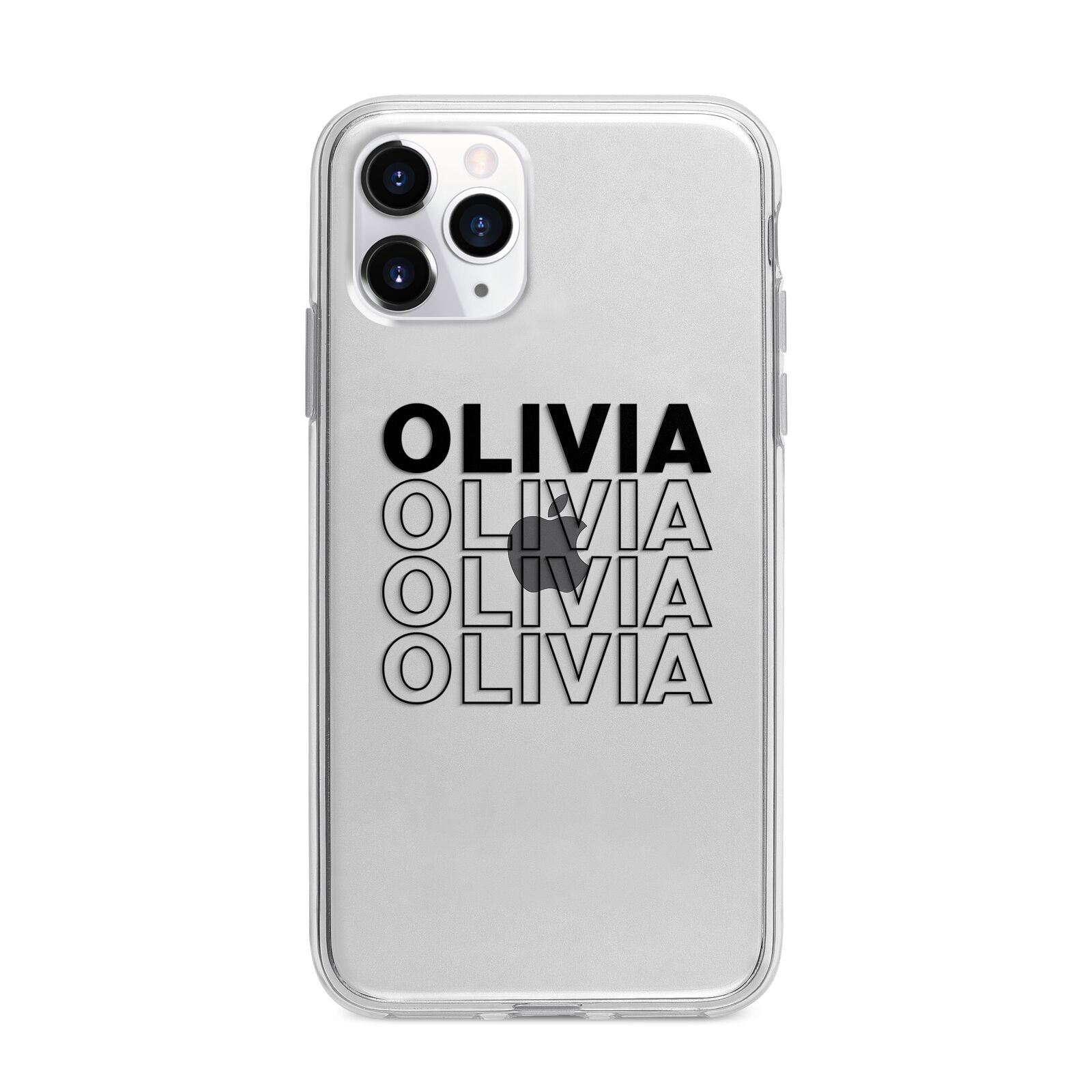 Custom Repeat Name Apple iPhone 11 Pro Max in Silver with Bumper Case