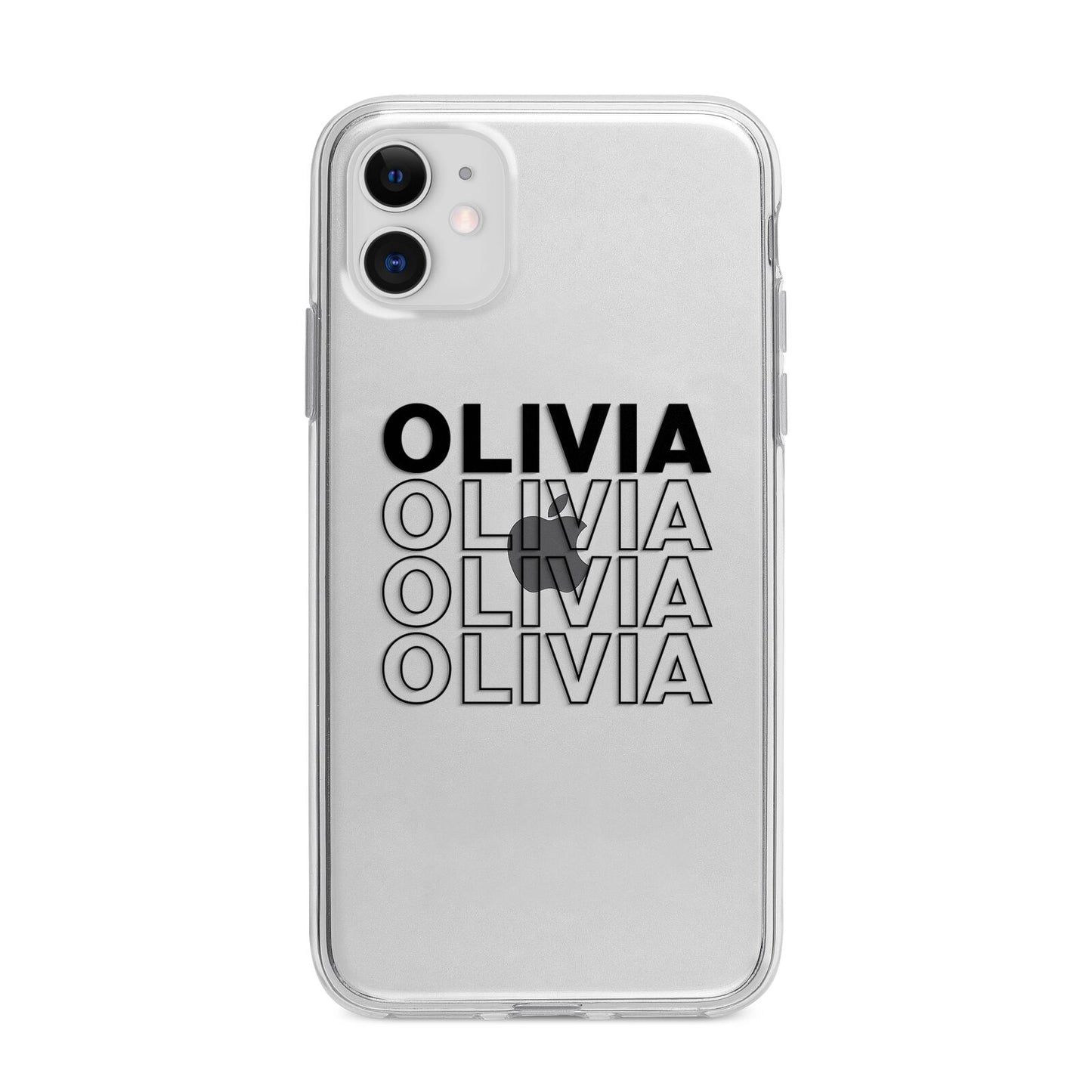 Custom Repeat Name Apple iPhone 11 in White with Bumper Case