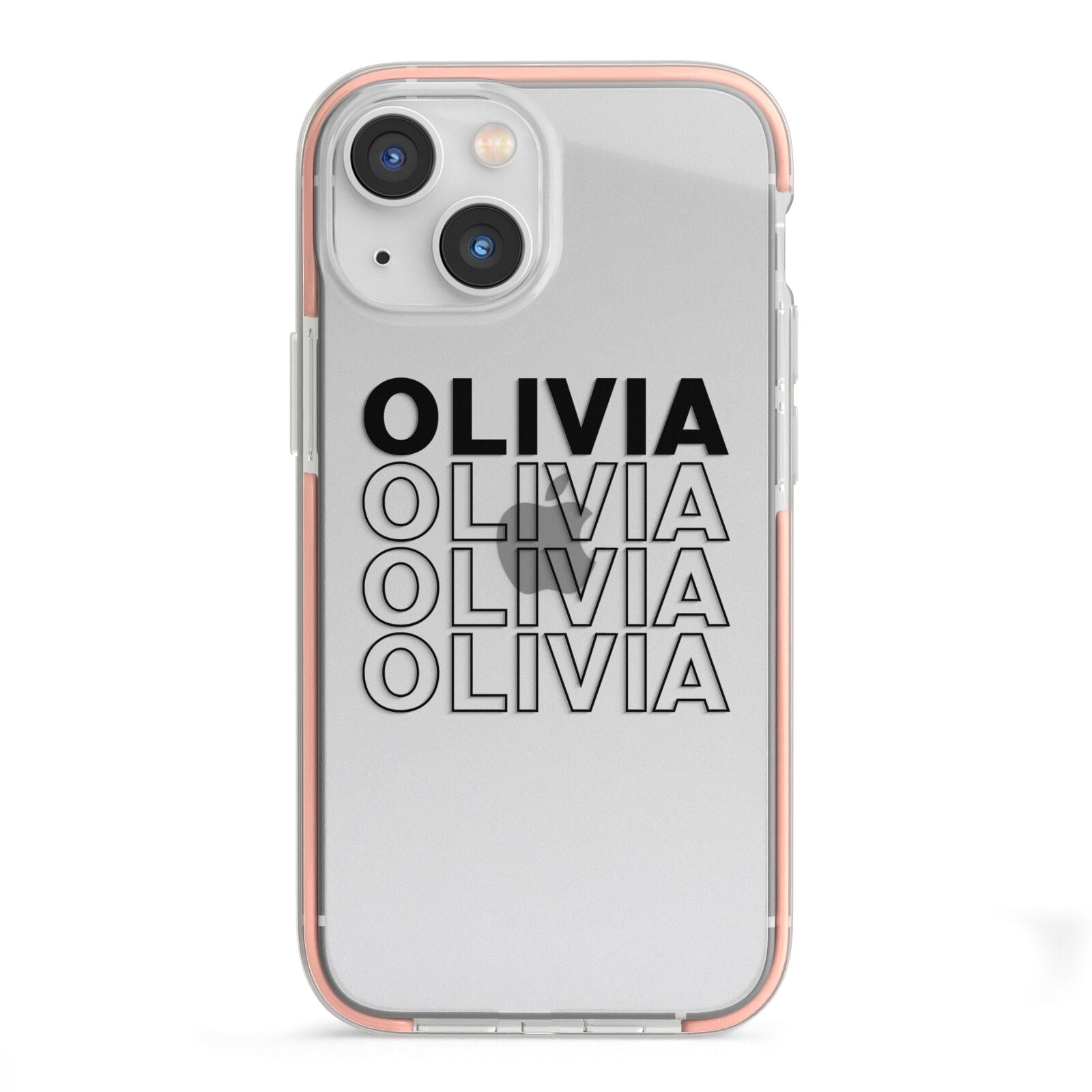 Custom Repeat Name iPhone 13 Mini TPU Impact Case with Pink Edges