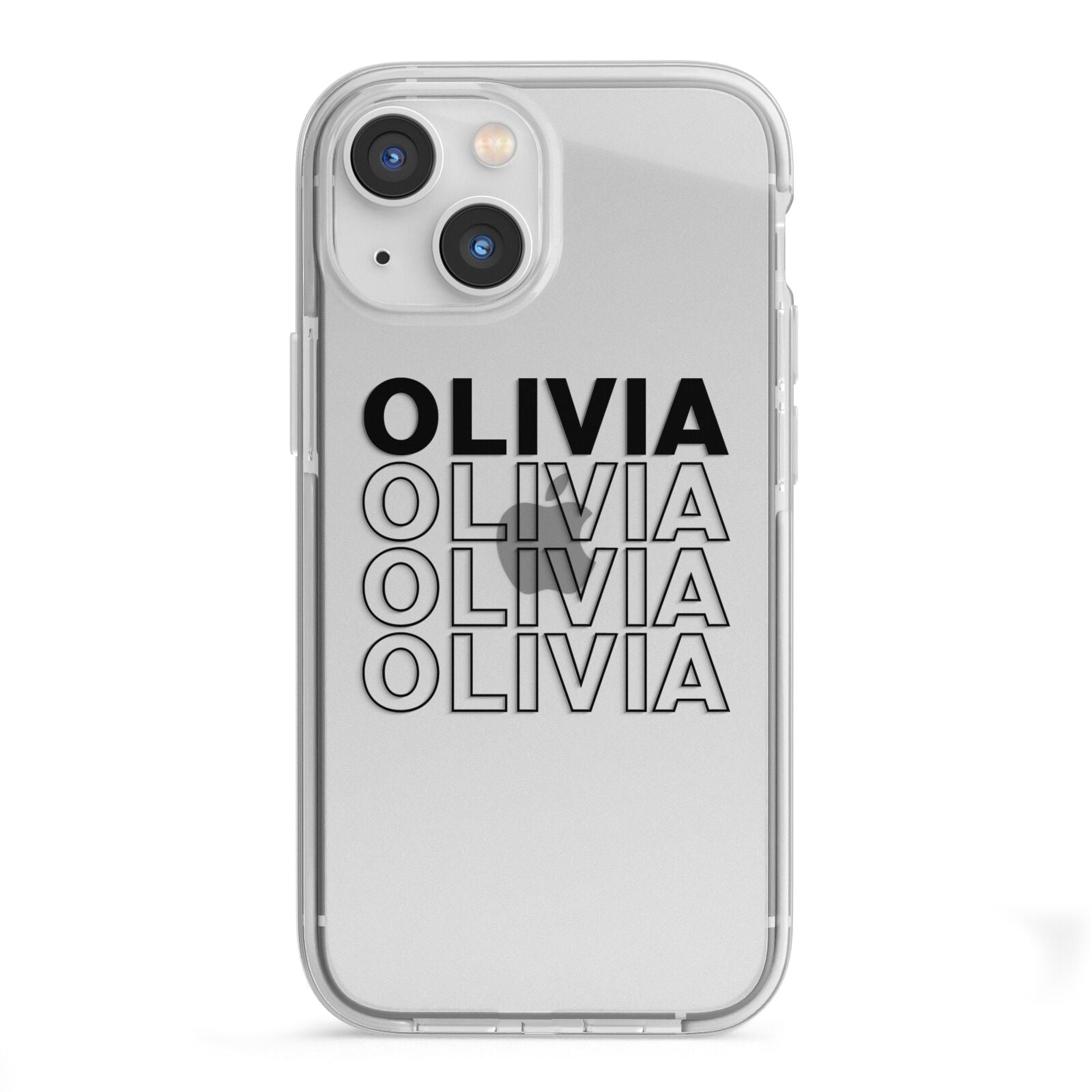 Custom Repeat Name iPhone 13 Mini TPU Impact Case with White Edges