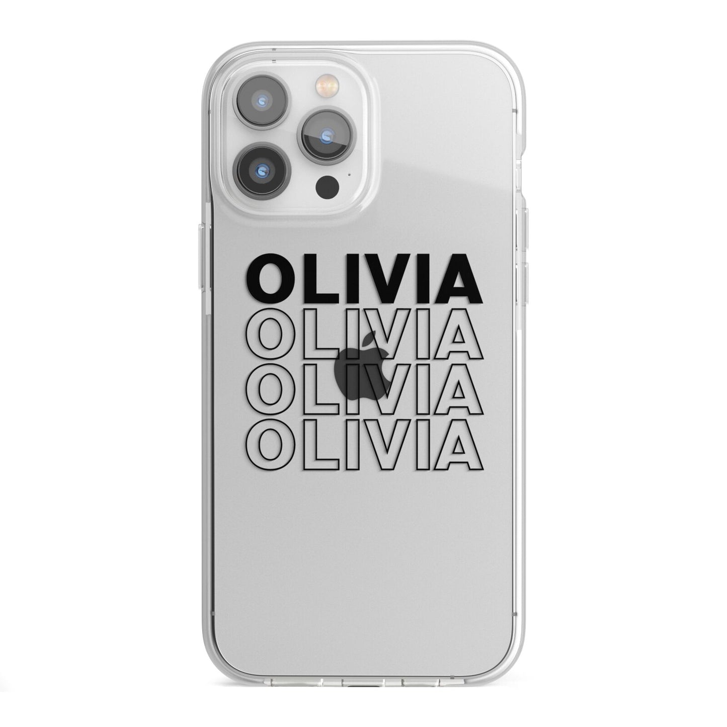 Custom Repeat Name iPhone 13 Pro Max TPU Impact Case with White Edges