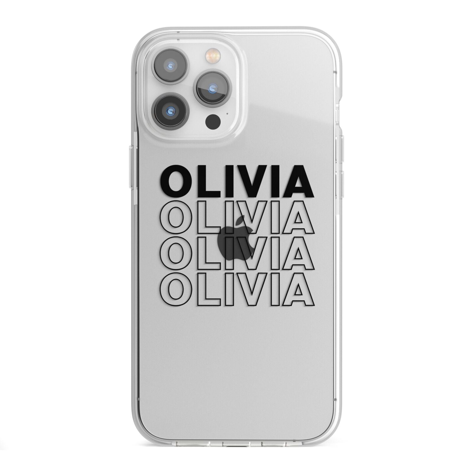 Custom Repeat Name iPhone 13 Pro Max TPU Impact Case with White Edges