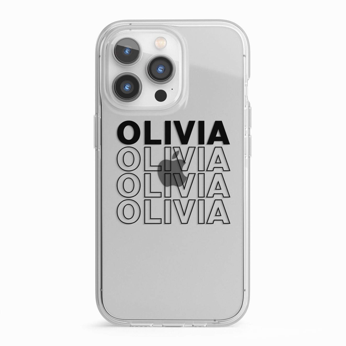 Custom Repeat Name iPhone 13 Pro TPU Impact Case with White Edges